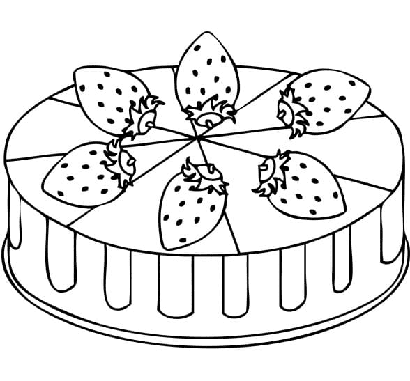 Strawberry Cake for Kids Coloring Page