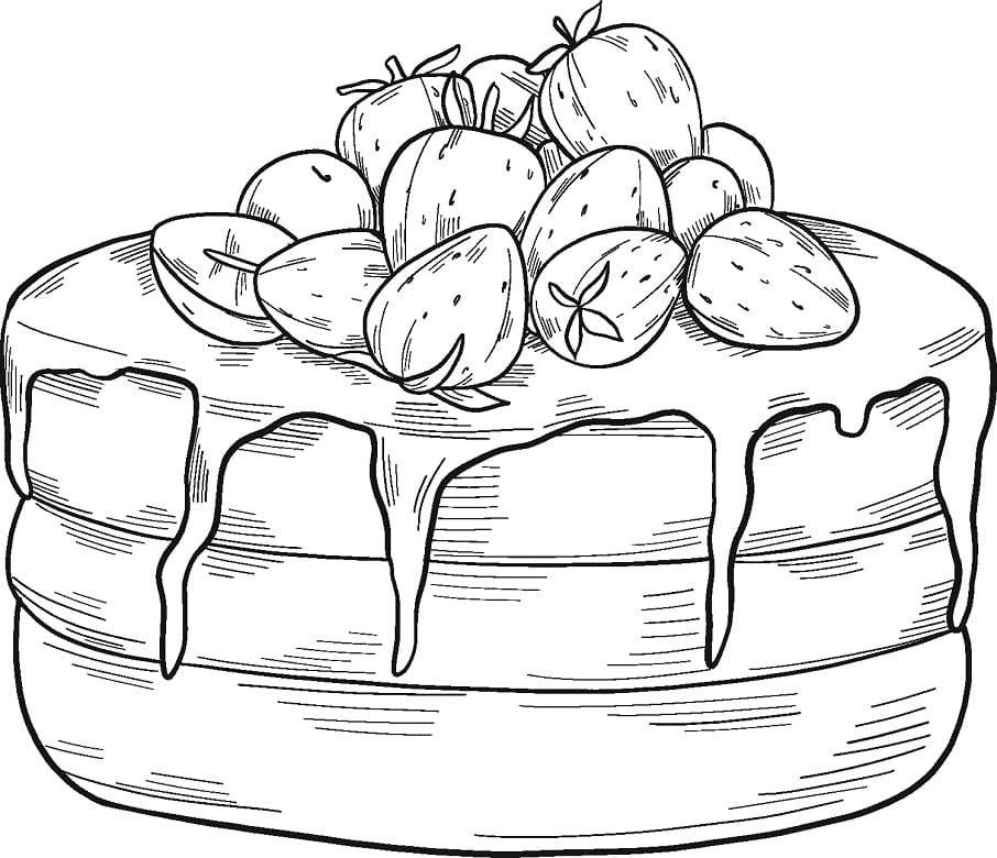 Strawberry Cake Coloring Page
