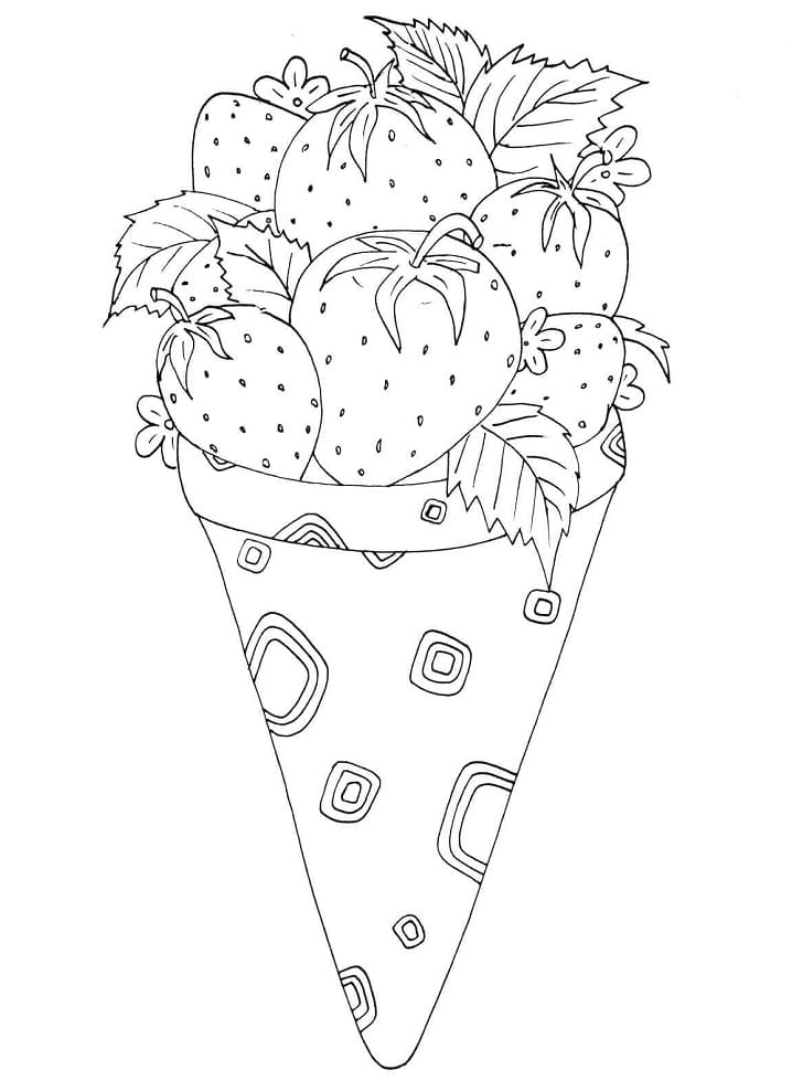 Pagina da colorare di gelato alla fragola