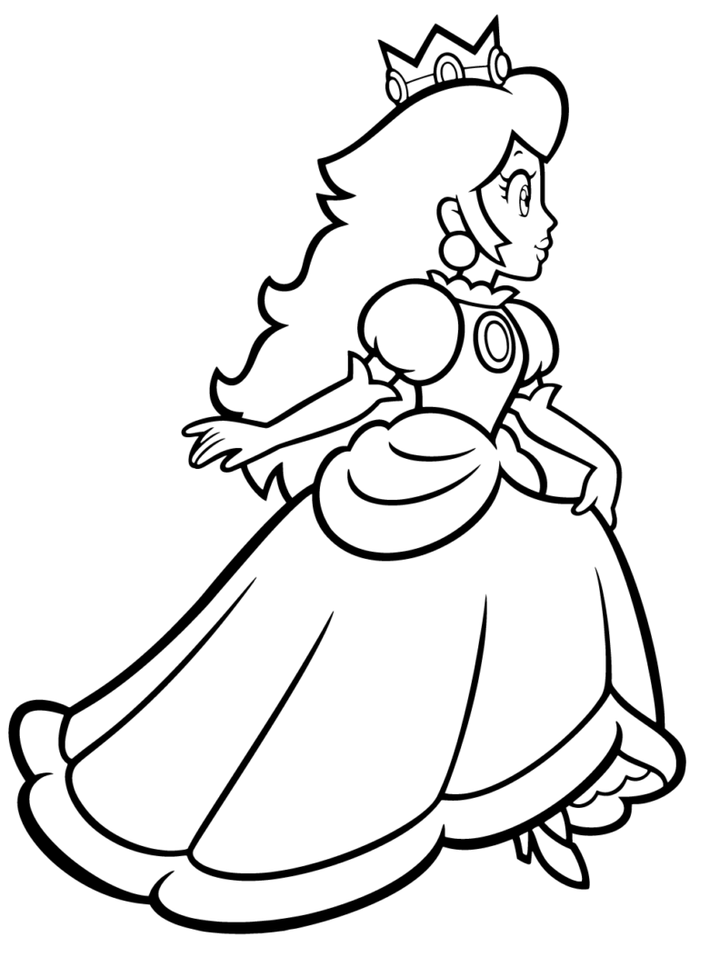 Super Mario Princess Peach Kleurplaat