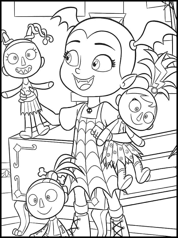 Vampirina Sleeps With Her dolls Coloring Page