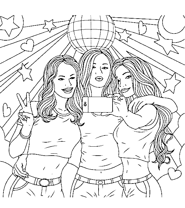 Teenagers Best Friends Coloring Page