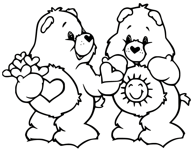 Kleurplaat Tenderheart Bear en Funshine Bear