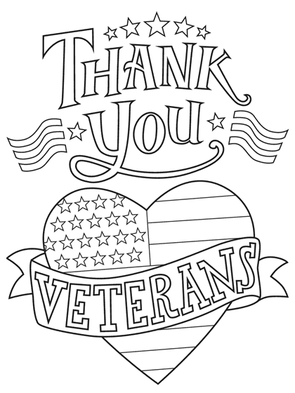 Thank You Veterans Coloring Page
