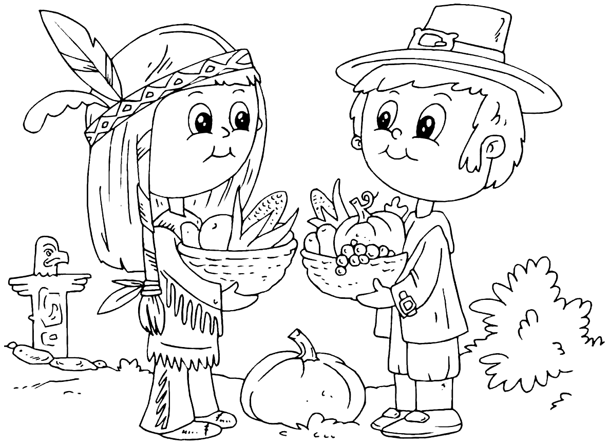صفحة التلوين للأطفال في عيد الشكر في نوفمبر
