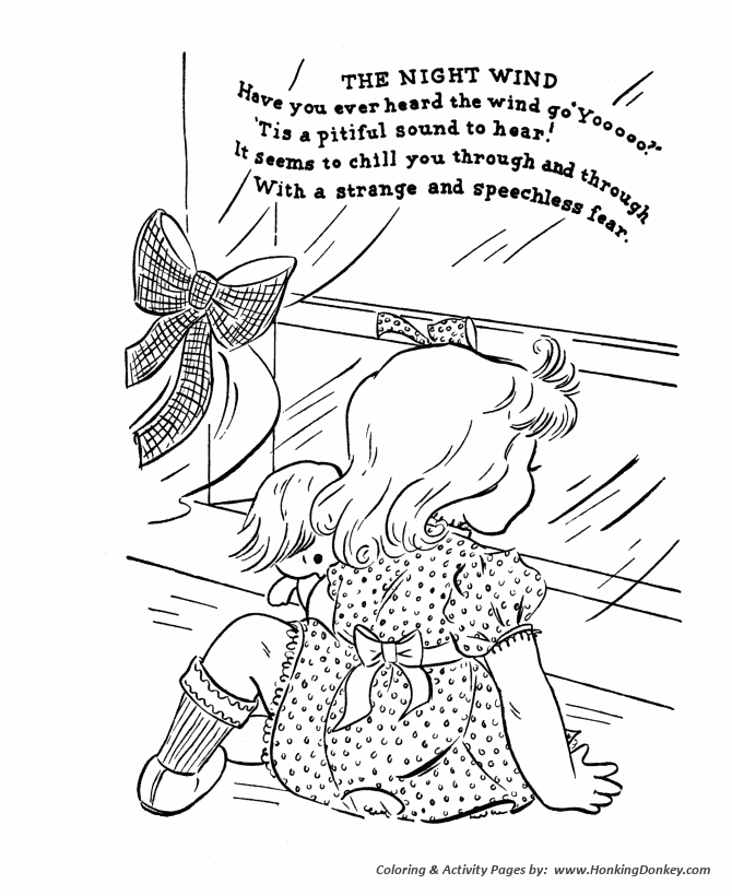 The Night Wind Nursery Rhymes Coloring Page