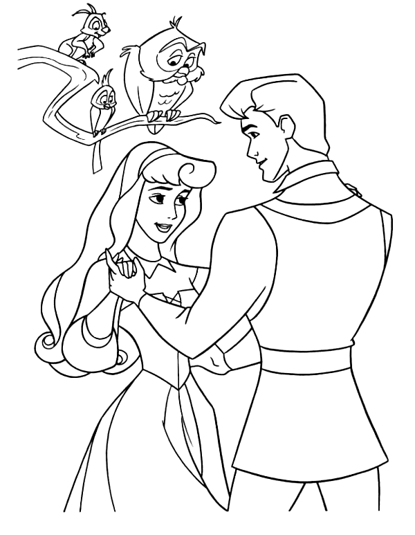 The Princess and The Prince love to Dance Coloring Page