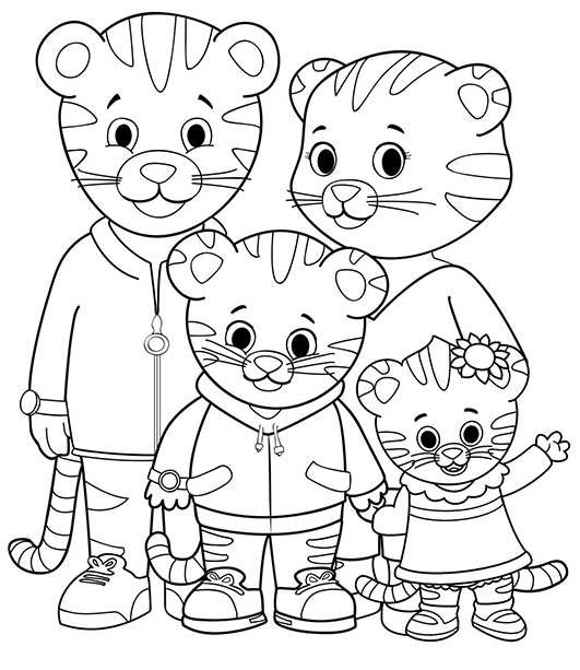 The Tiger Family Coloring Page