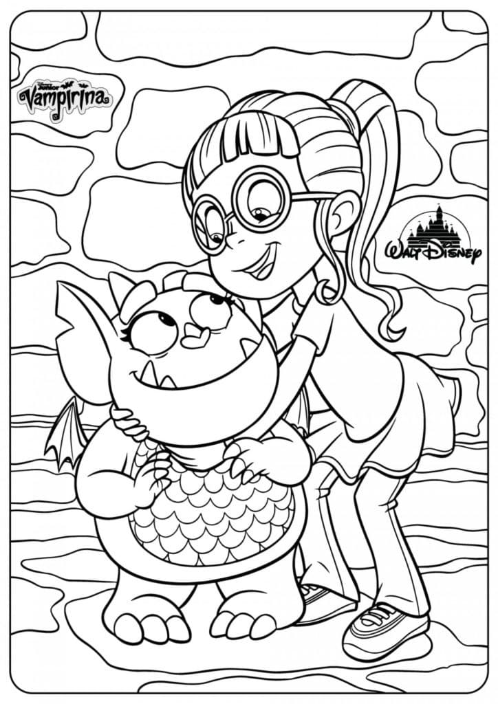 The Gargoyle Adores Its Mistress. Coloring Pages
