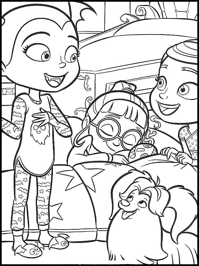 The Girls Go To Bed Together. Coloring Pages