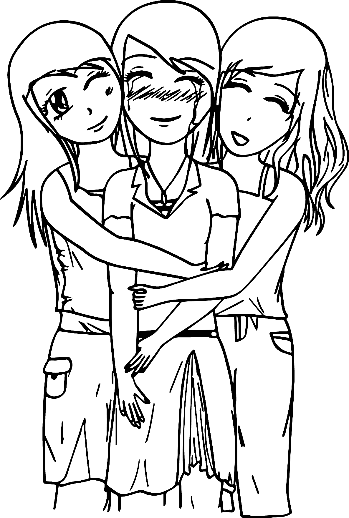 Three Best Friends Coloring Page
