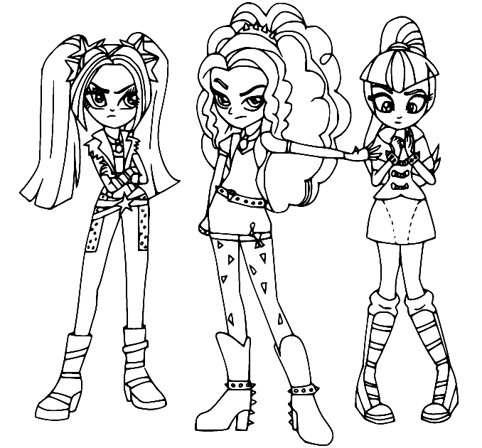Three Equestria Girls Coloring Page