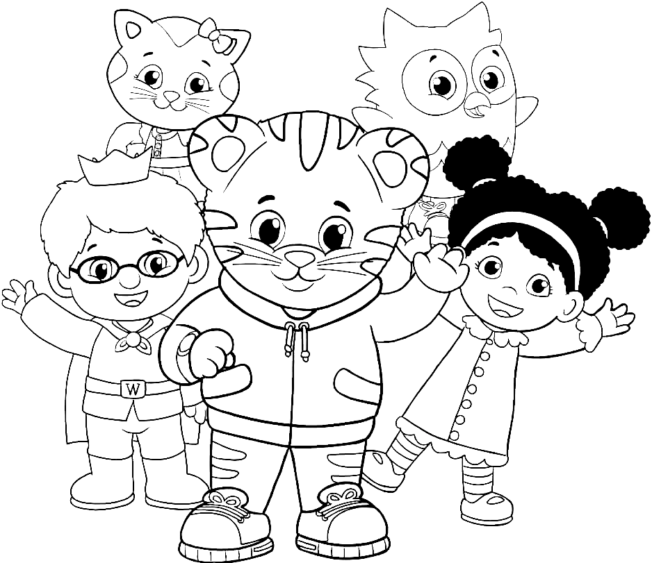 Tiger and his Friends Coloring Page