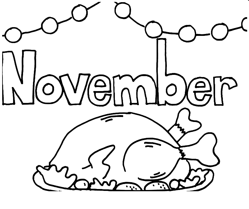 Turkey for November Coloring Page