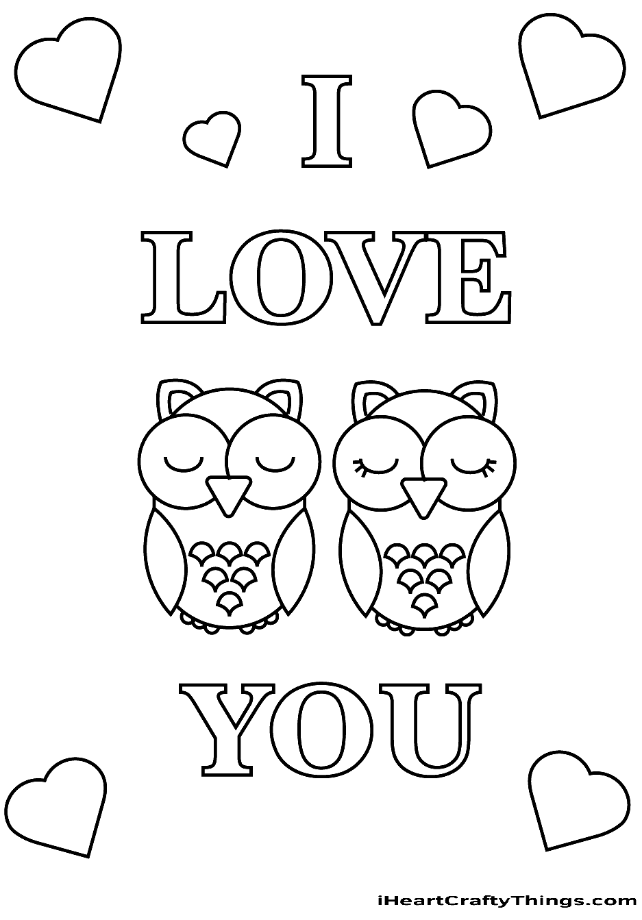 Desenho para colorir de duas corujas apaixonadas