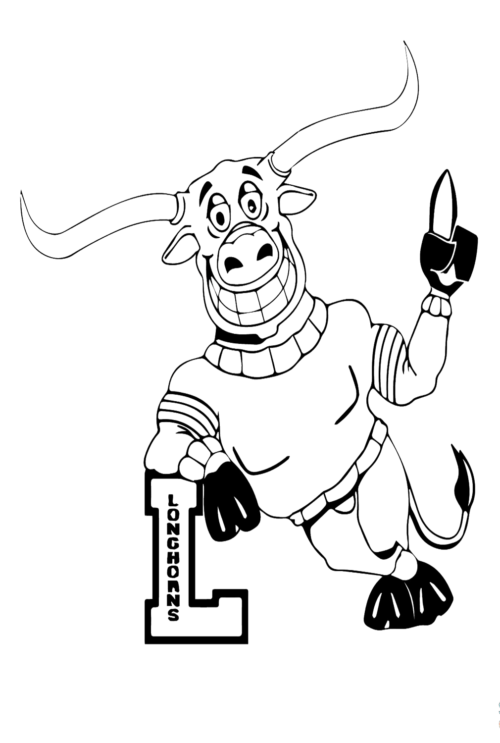 UT Longhorn Mascot Coloring Page
