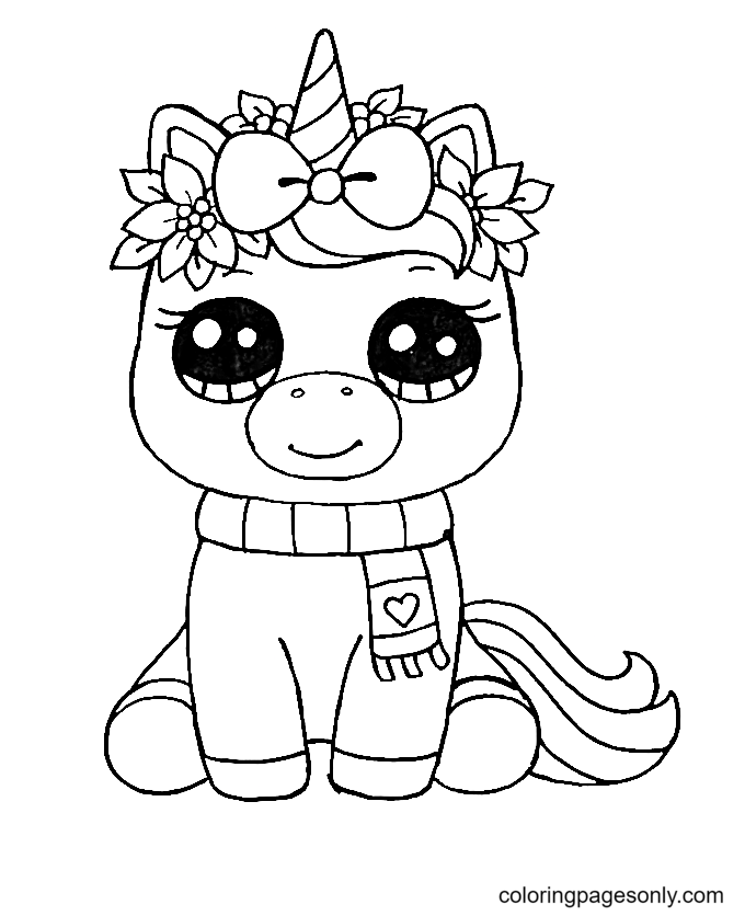 Unicorn for Christmas Coloring Page