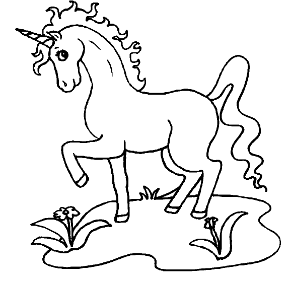 Unicorn with Flowers Coloring Pages