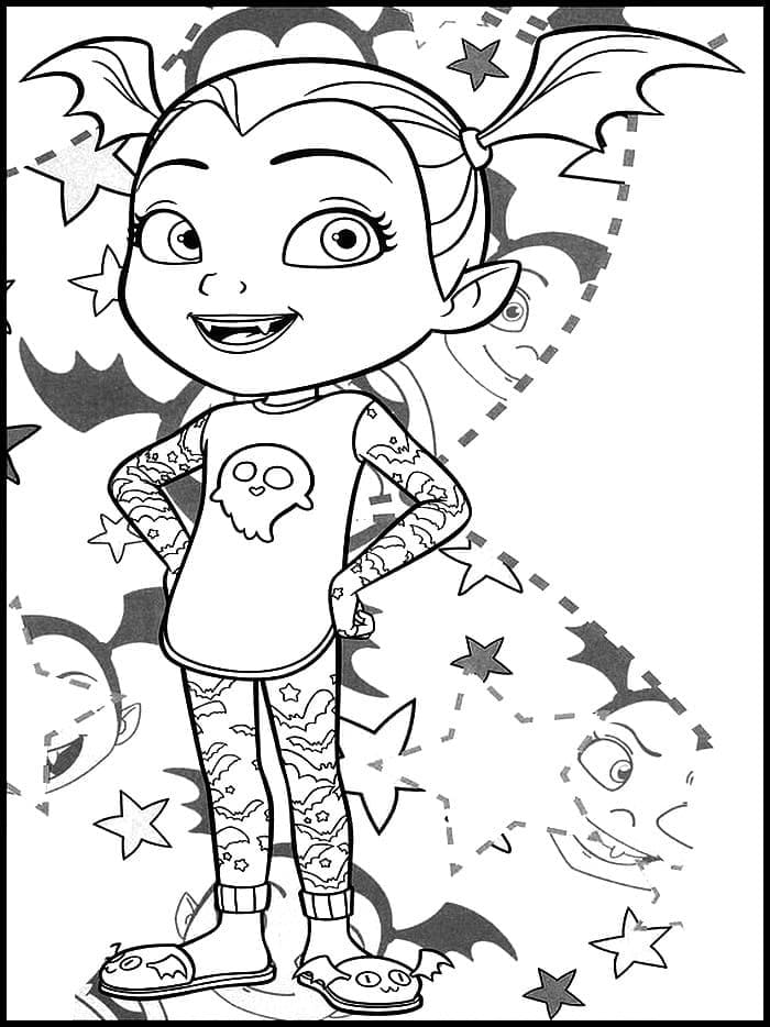 Vee Gets Ready For Bed In Pajamas Coloring Page