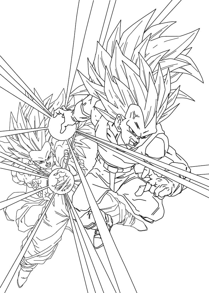 Vegeta and Son goku Super Saiyajin Coloring Page