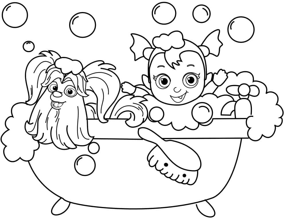 Vampirina In Water Treatments With Friend. Coloring Page