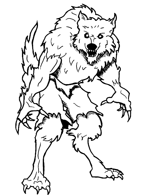 Hombre lobo bestia página para colorear