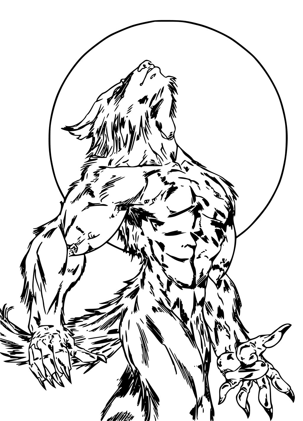 Huilende weerwolf kleurplaat