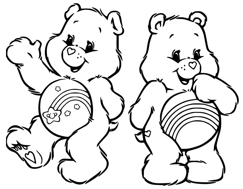 Wish Bear and Cheer Bear Kleurplaat