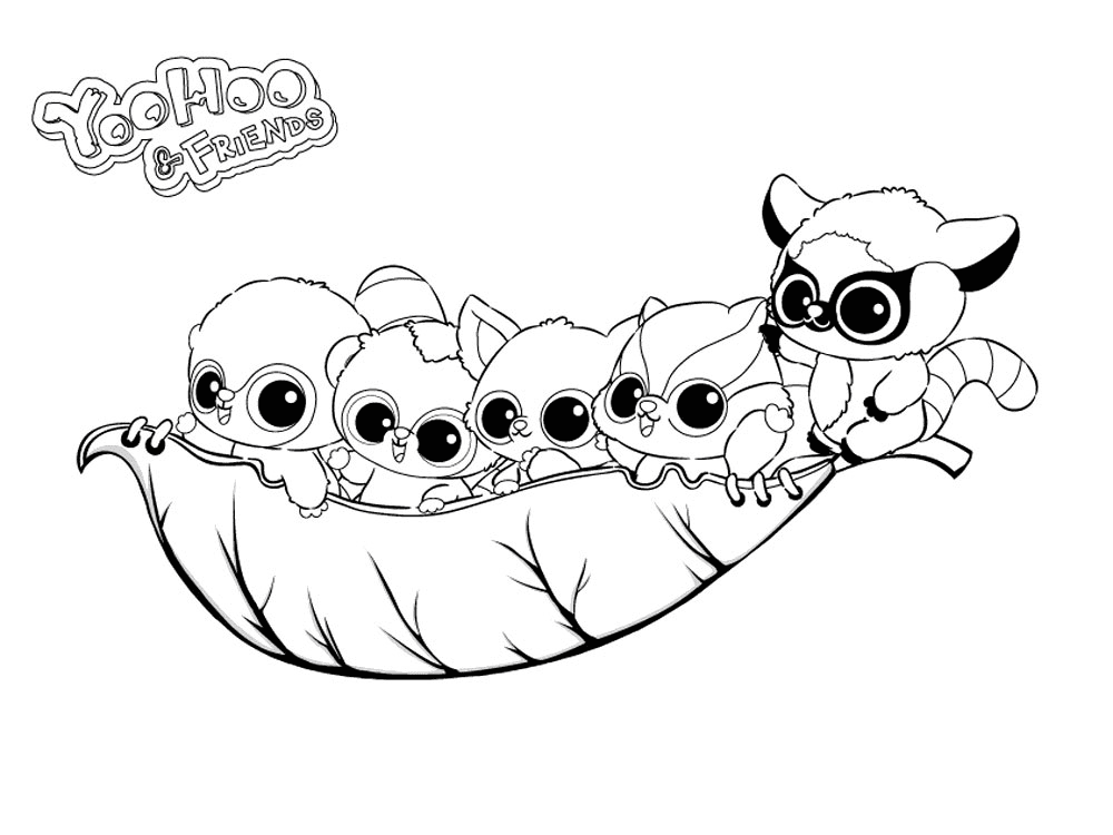 Yoohoo and Friends Having Fun Together Coloring Page