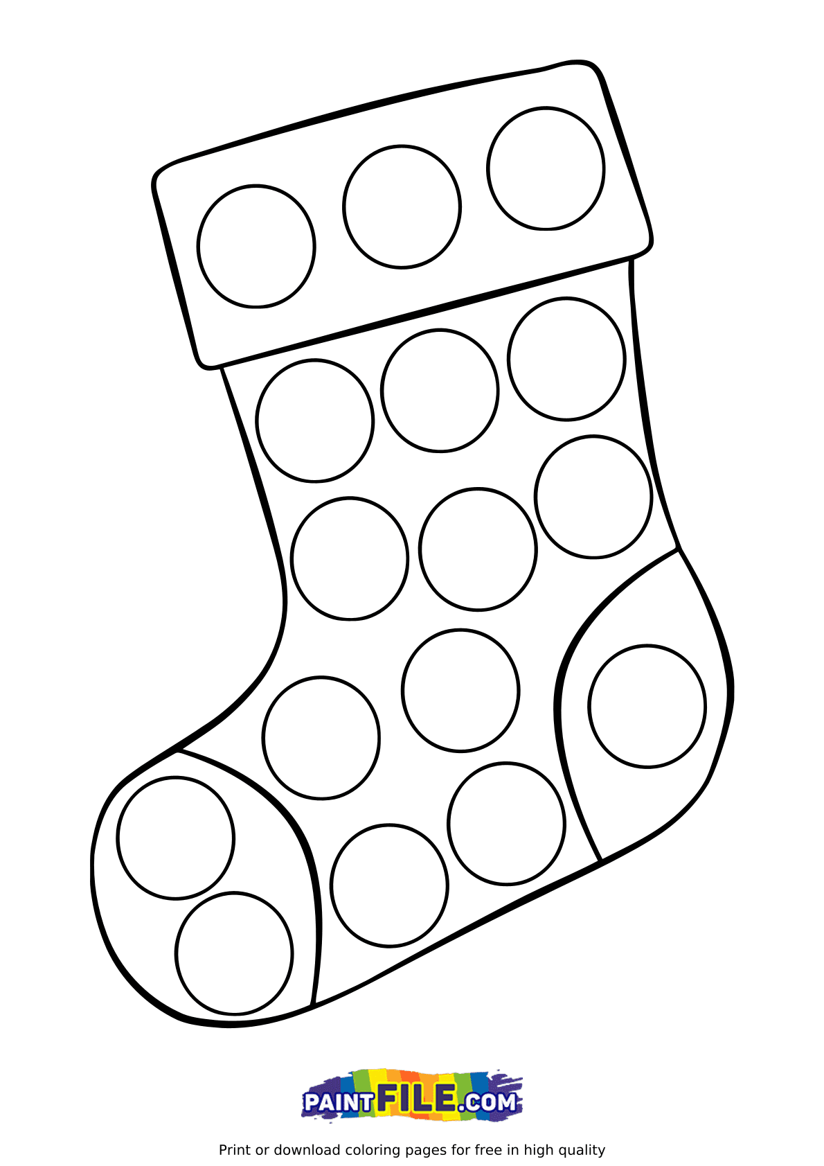 Christmas Sock Pop It Coloring Page