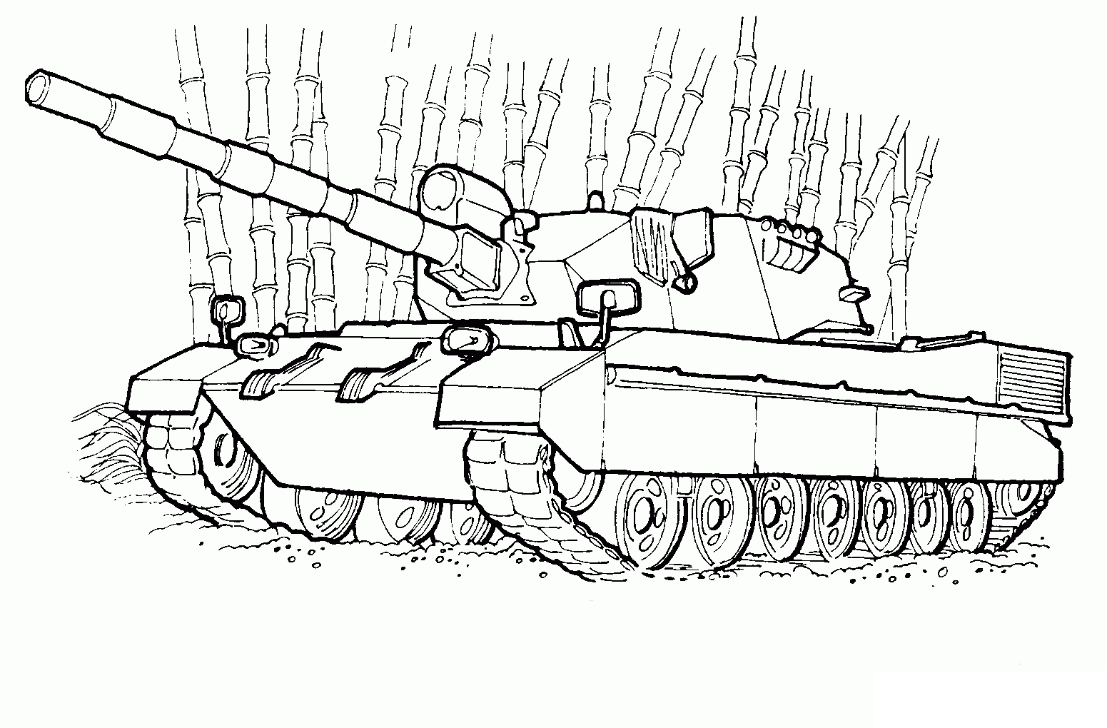 Tank And Bamboo Coloring Pages