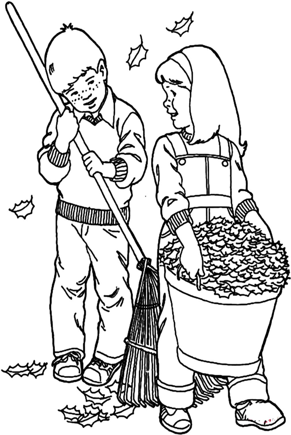 Kids Working In The Garden In September Coloring Pages