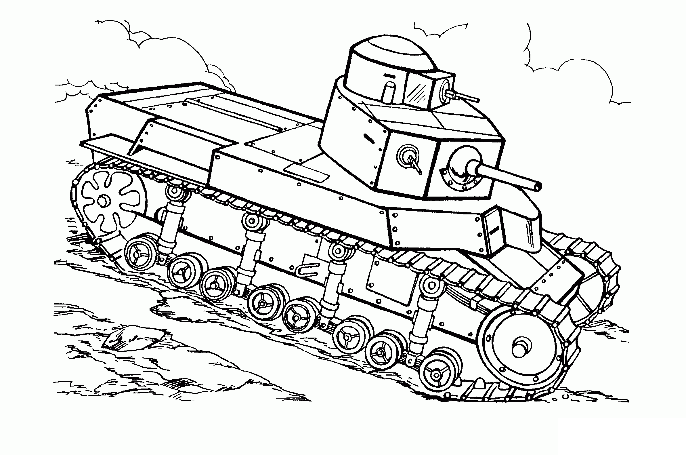 Nieuwe tank in oorlog kleurplaat