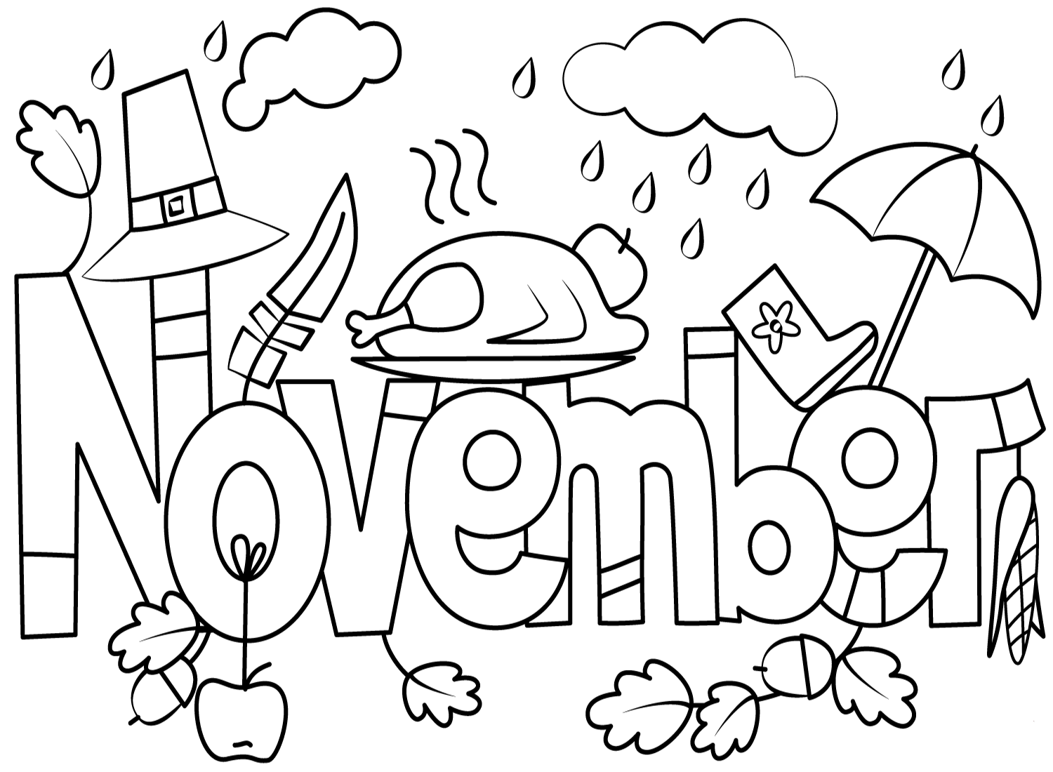 November In Fall Season Coloring Page