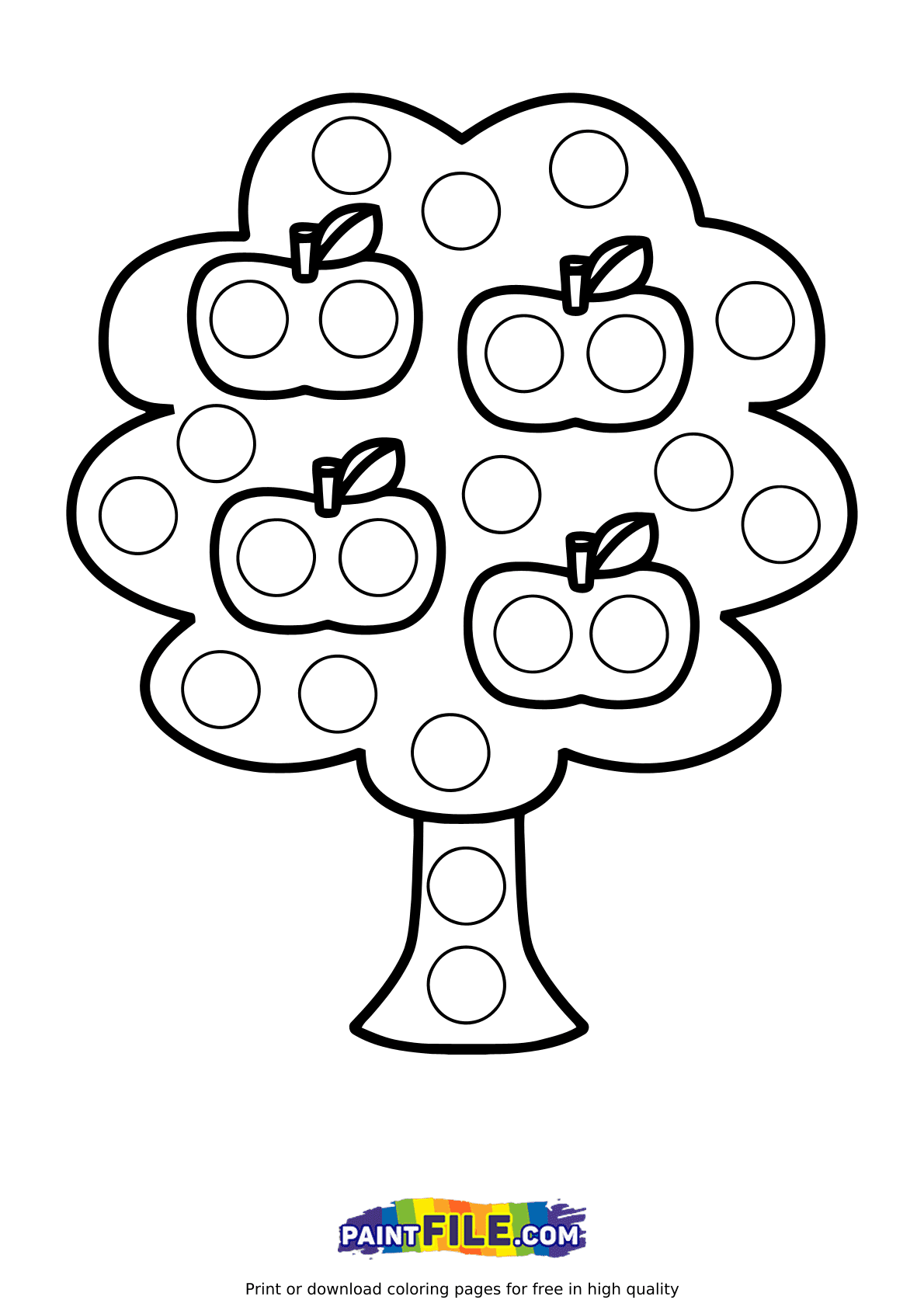Pop It Apple Tree Coloring Page