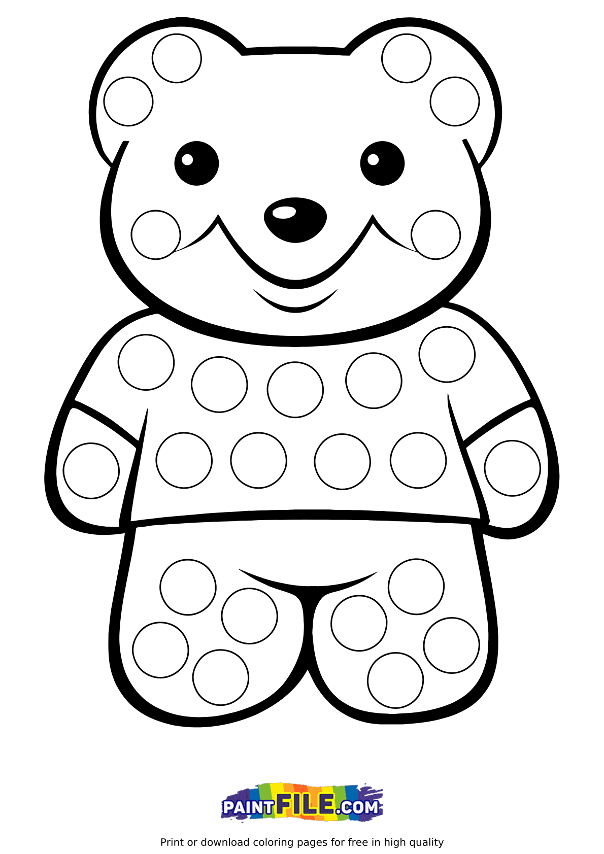 Pop It Bear Coloring Page