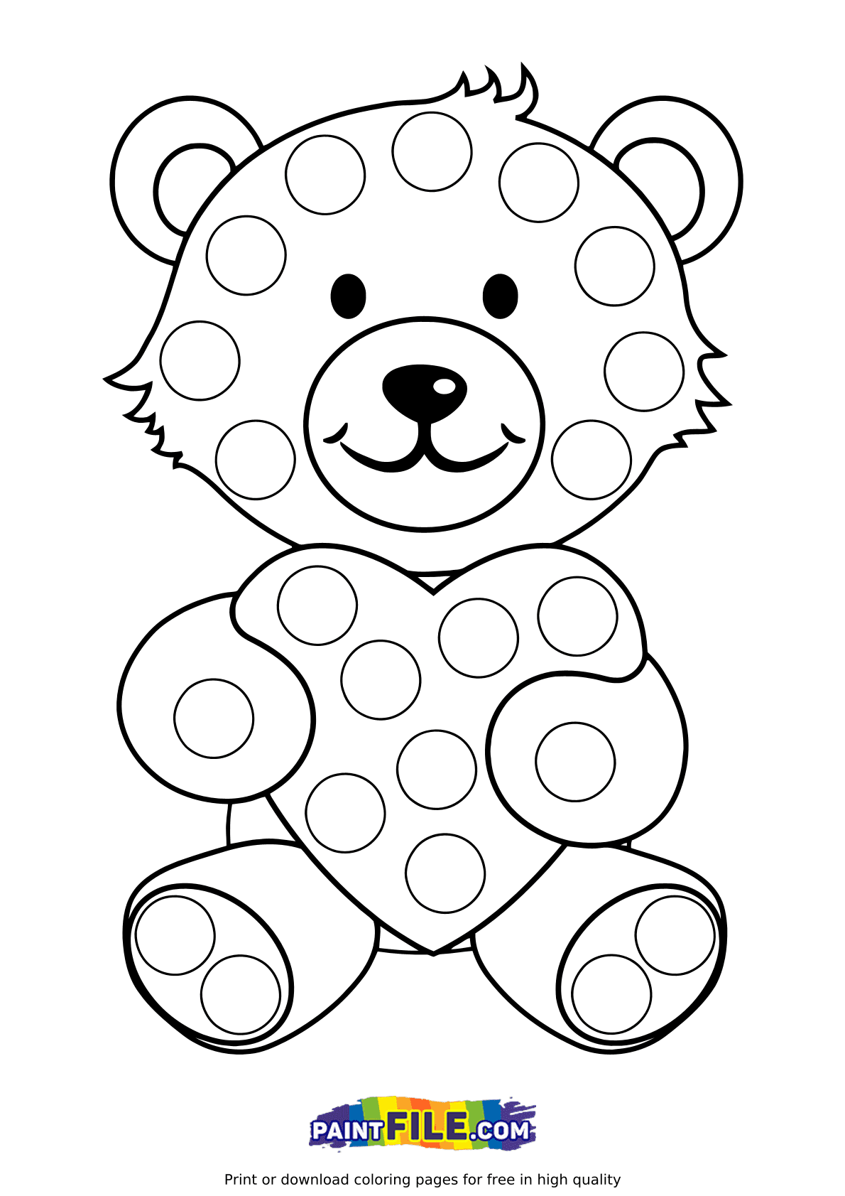 Pop It Bear With Heart Coloring Pages