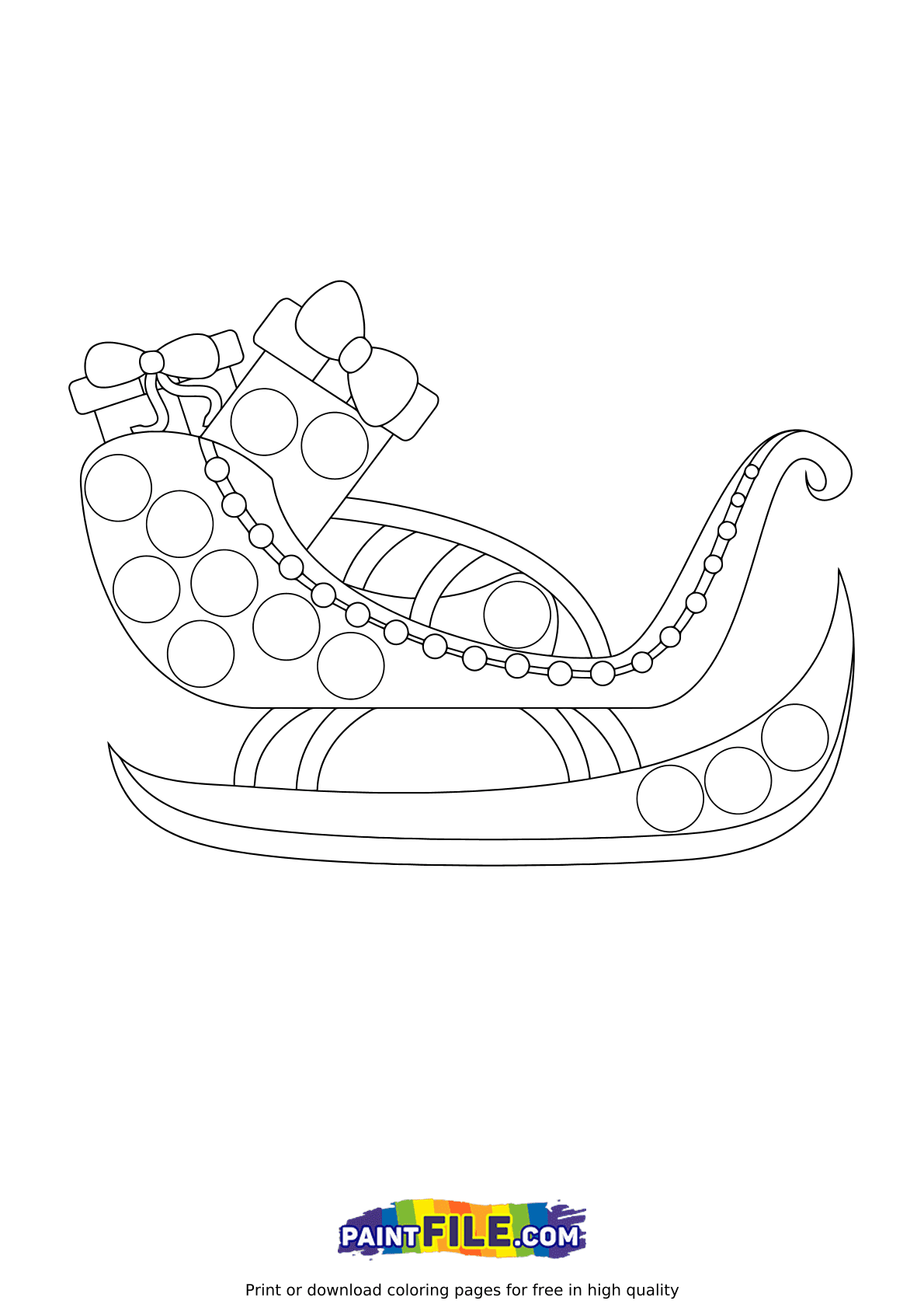 Pop It Christmas Sleigh With Gifts Coloring Page