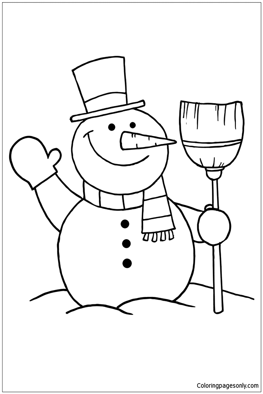 The Snowman In Winter Coloring Page