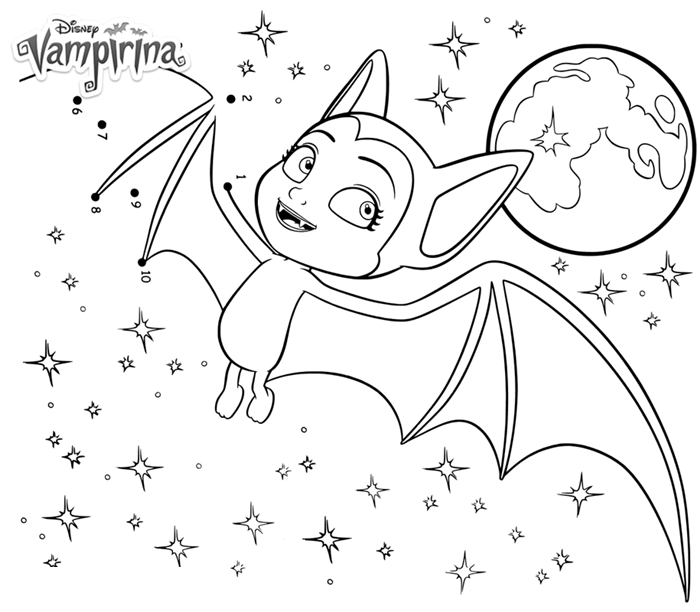 Página para colorir Vampirina em morcego