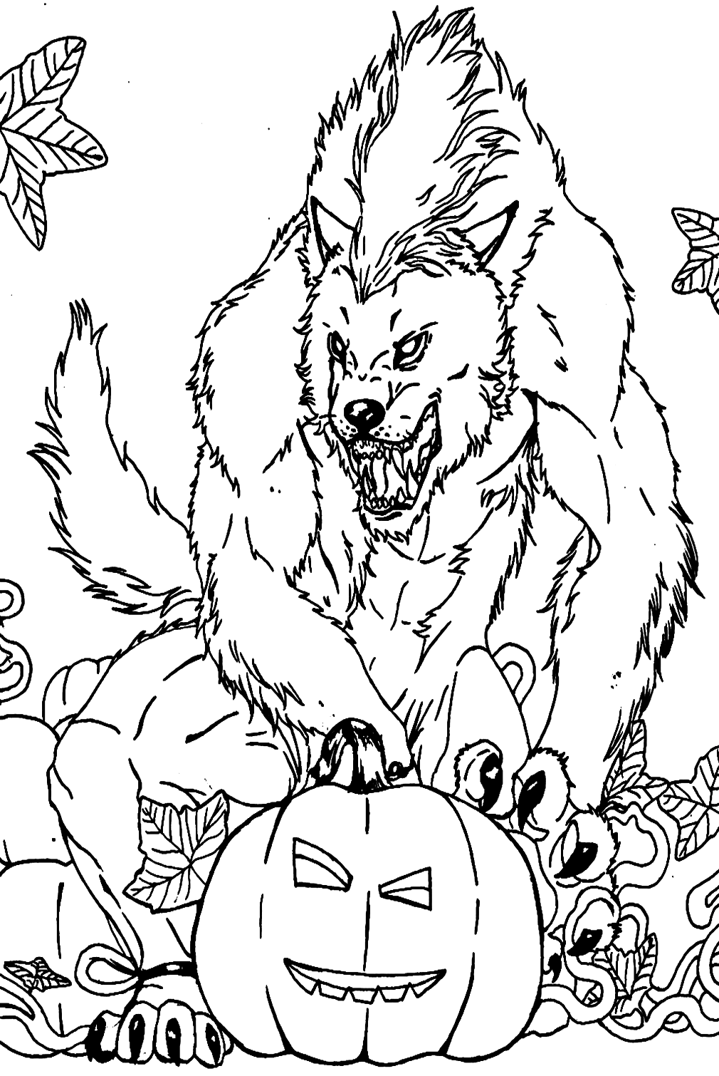 Scary Halloween Werewolf Coloring Pages