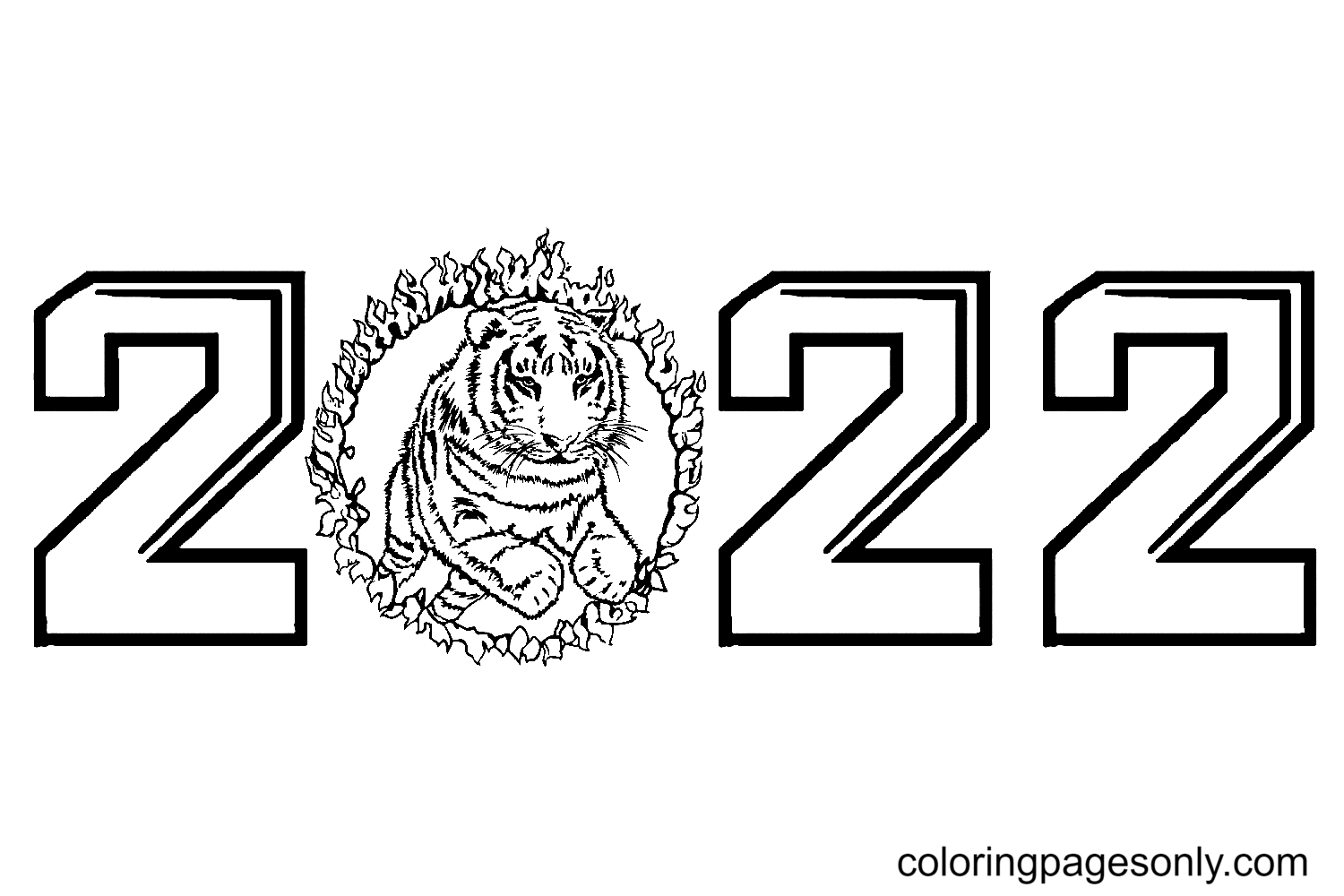 2022 Art with Tiger Coloring Pages - Free Printable Coloring Pages
