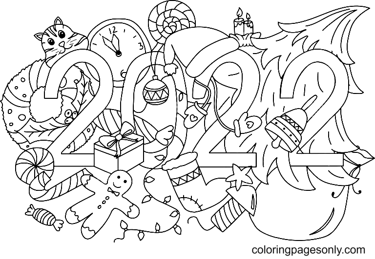 2022 Hand Lettering Coloring Pages