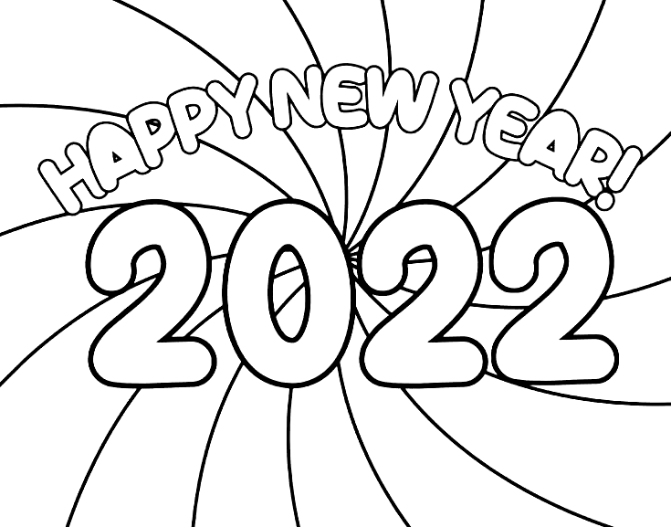 2022 Happy New Year Coloring Pages