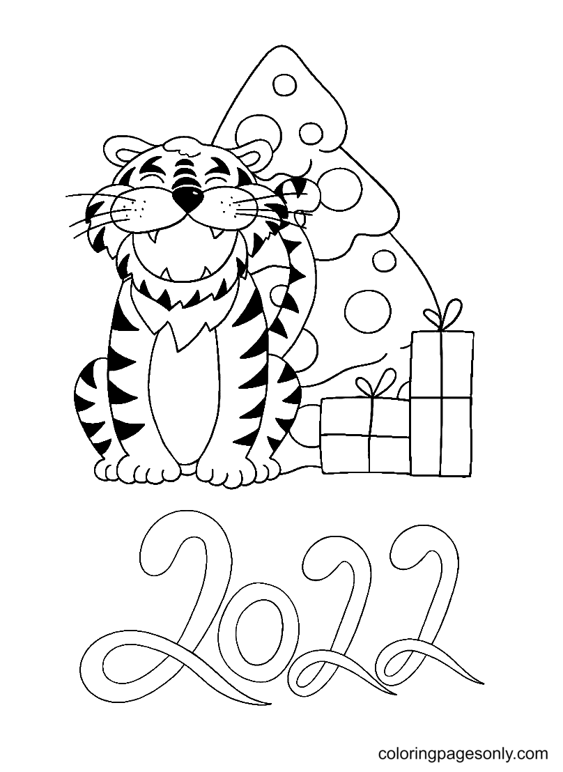 2022 with Tiger Coloring Pages