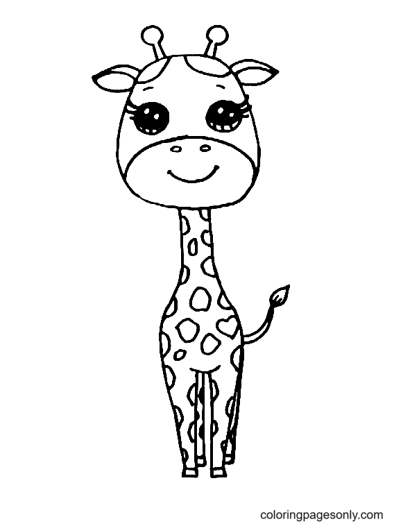 A Cartoon Giraffe Coloring Page