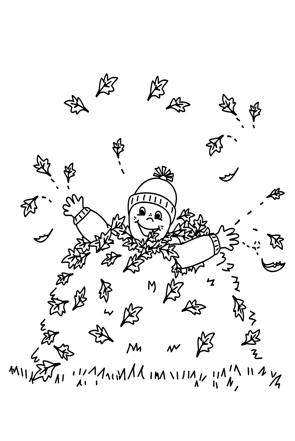 A Girl Is Gathering The Fall Leaves from Fall