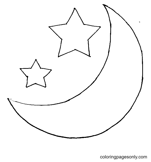 A Moon and Stars Coloring Page