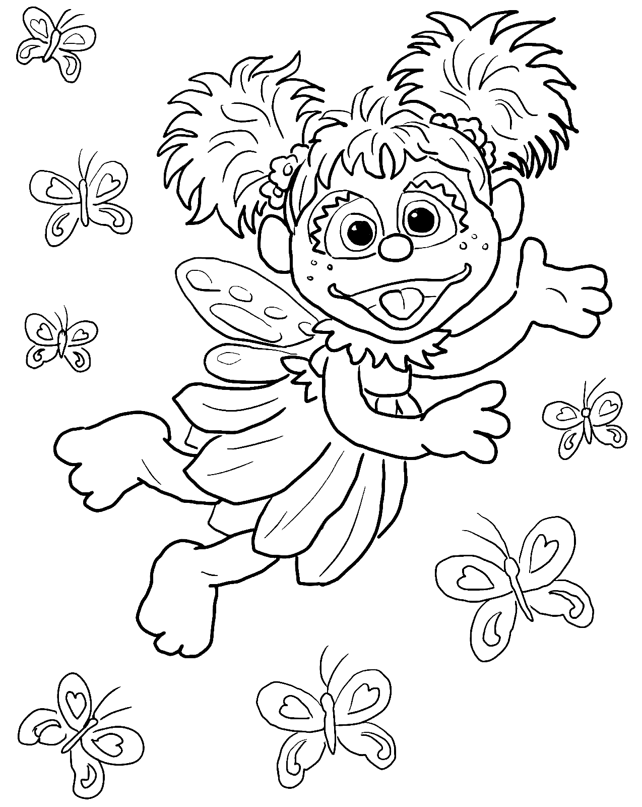 Abby Cadabby volant avec des papillons de Sesame Street