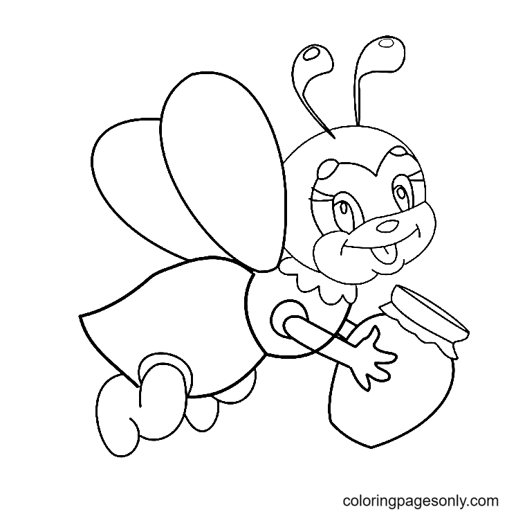 Adorable Bee Coloring Page